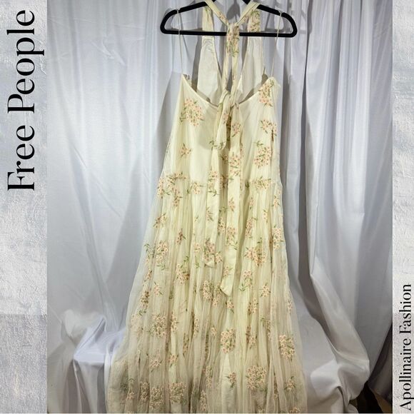 FREE PEOPLE EMBROIDERED CONVERTIBLE OFF SHOULDER MAXI DRESS NEW LARGE STUNNING - Picture 6 of 7